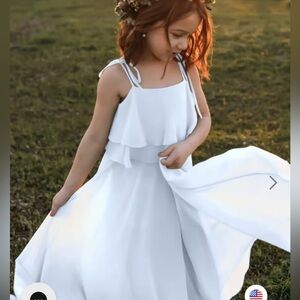 Jenny Yoo Penny Flower Girl Maxi Dress Chiffon Ruffle Sleeveless Flowy Size 8